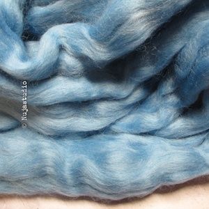 Blue Faced Leicester BFL Wool Top Roving Spinning Aqua 3.6 oz